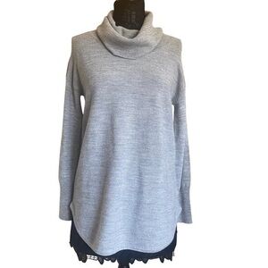 Max Studio Gray Merino Wool Knit Cowl Neck Sweater Large